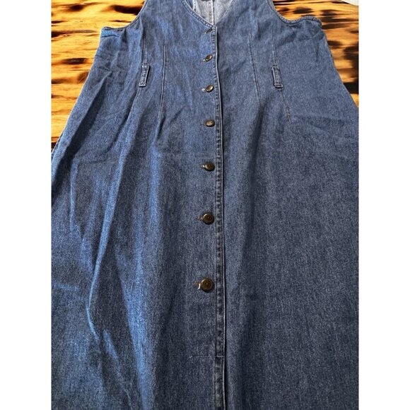 Studio Ease Size Measured Maxi Denim Jumper Dress V Neck Western Cowgirl - Picture 7 of 8